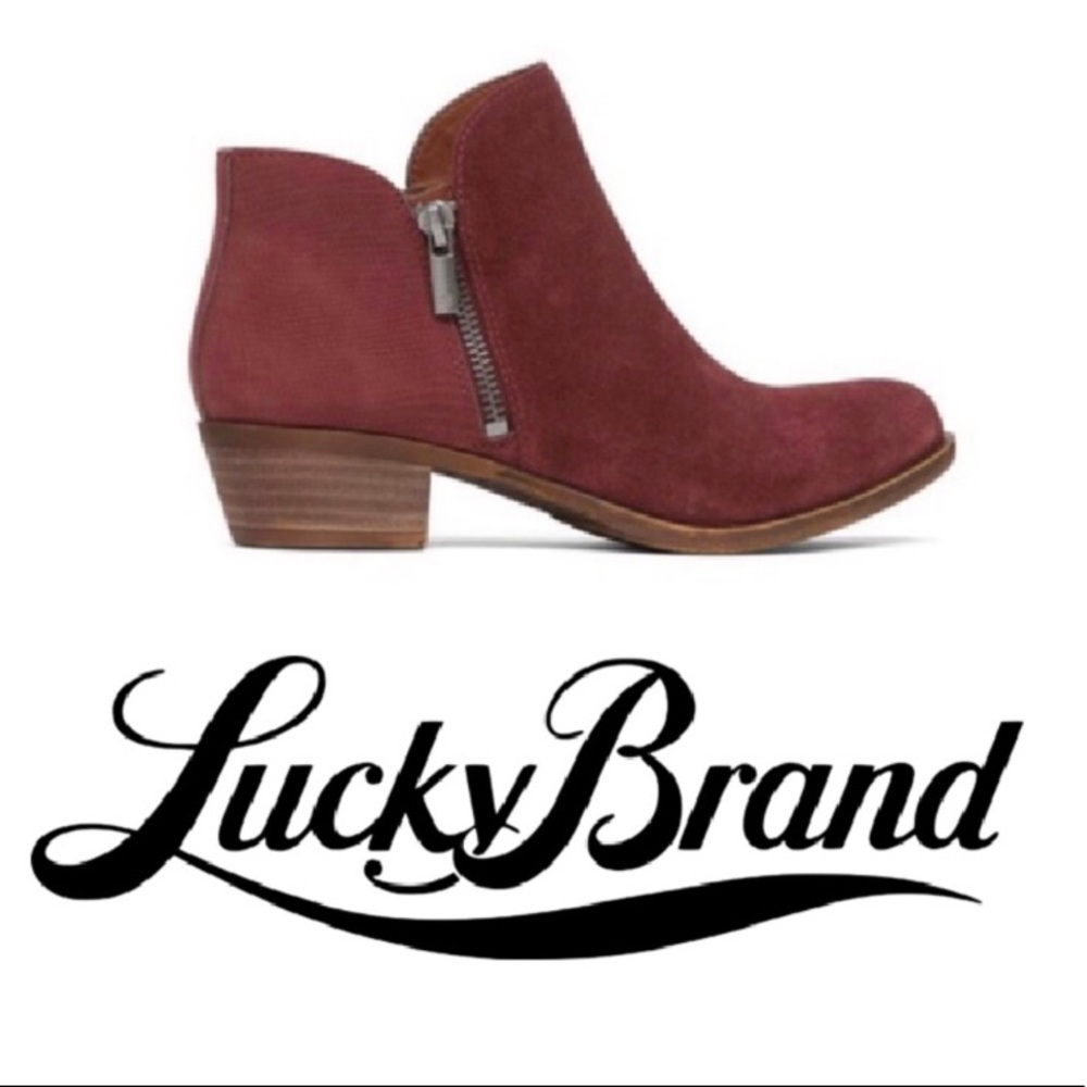 Lucky Brand Blare Maroon Ankle Boots